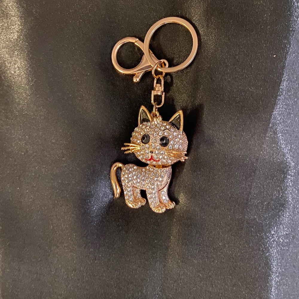 Cat Keychain with Rhinestones
